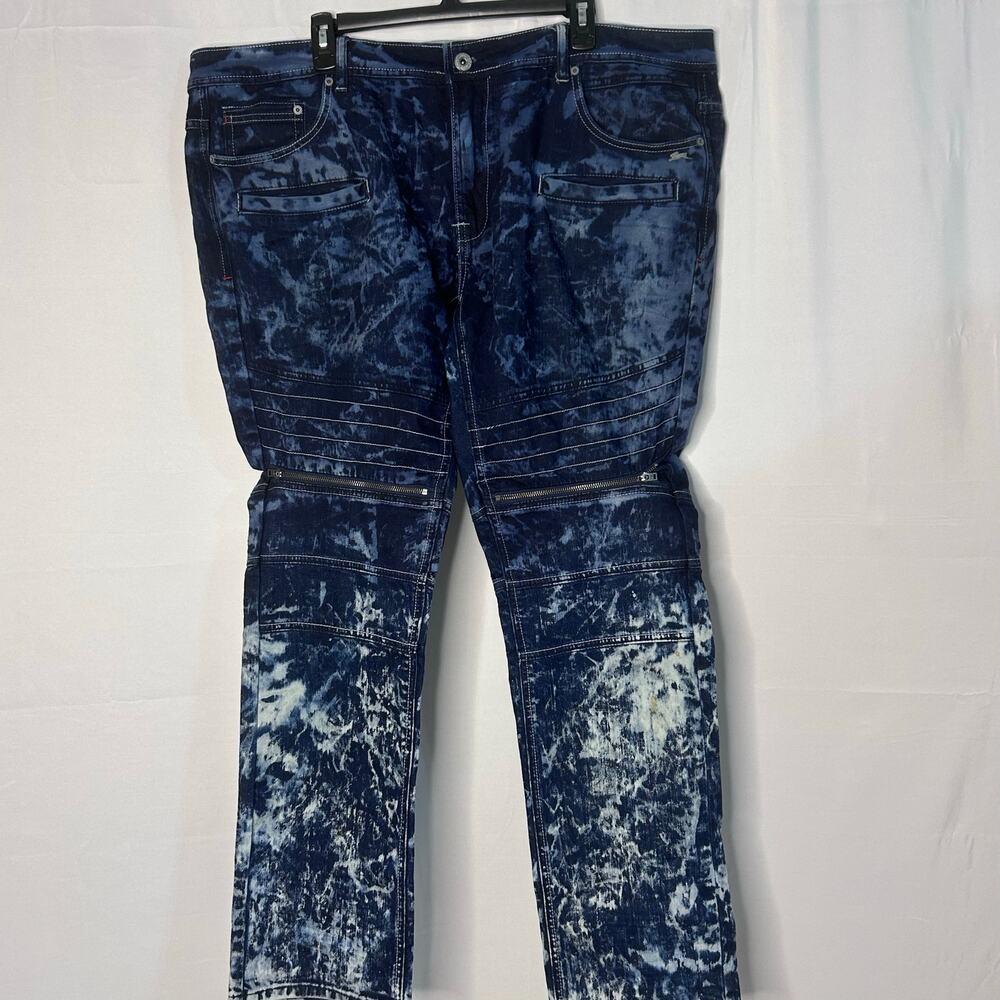 A. Tiziano Premium Men’s Distressed Moto Jeans Blue Bleached Wash Size 40